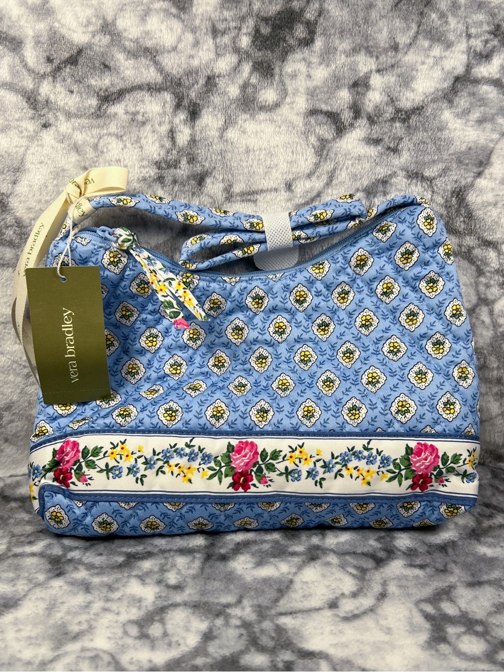 Vera Bradley Elizabeth Blue Post Shoulder Bag NWT Heritage Floral Quilted